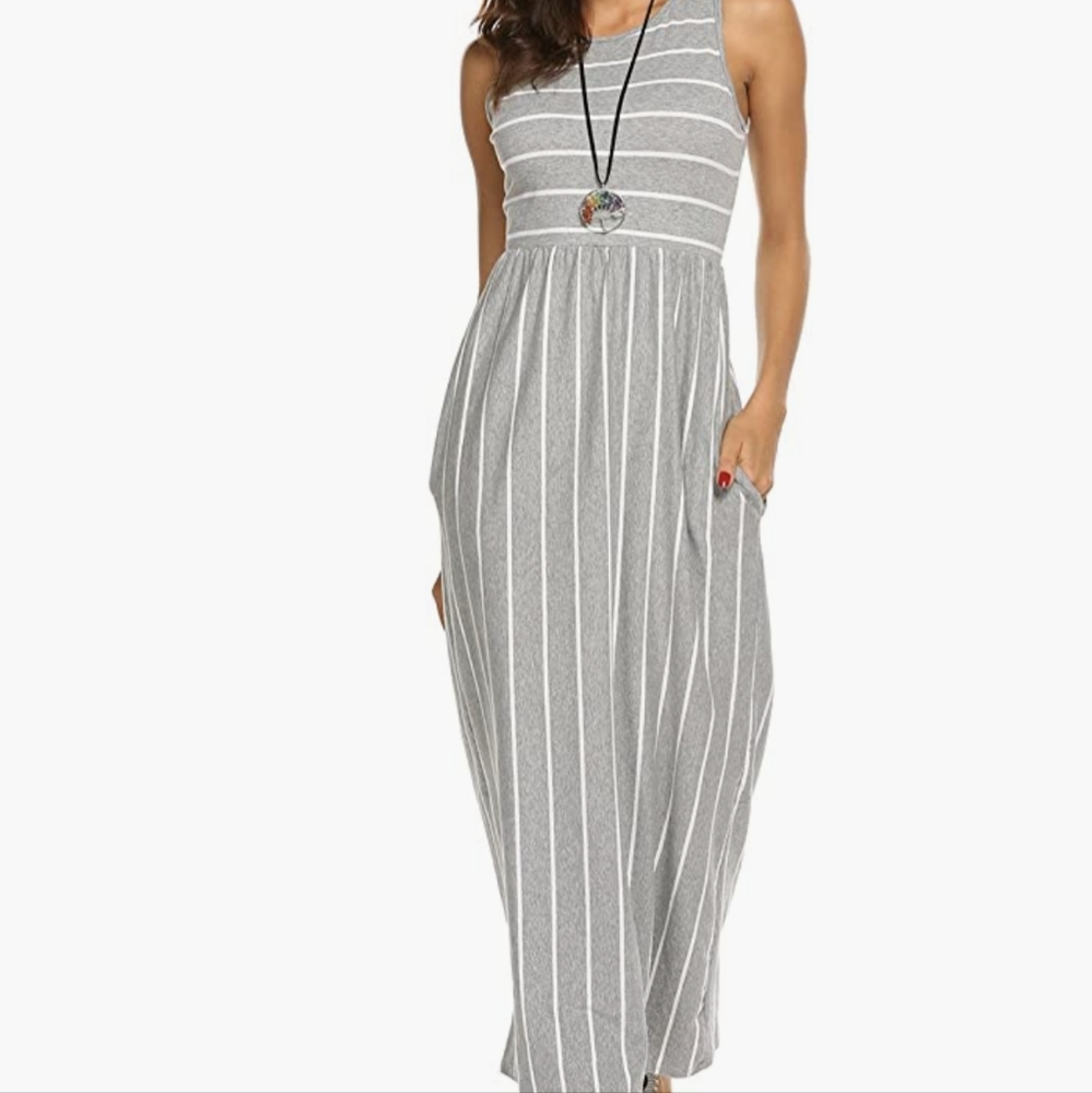 Grey striped Maxi Dress